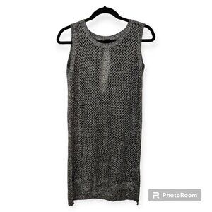 Sparkle And Fade Silver Metallic Knit Sleeveless Tunic Size S